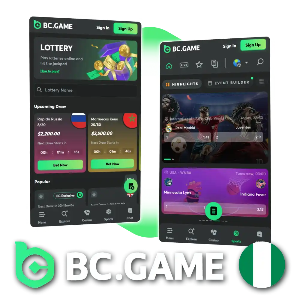 Download iOS or Android official app at BC Game in Nigeria.