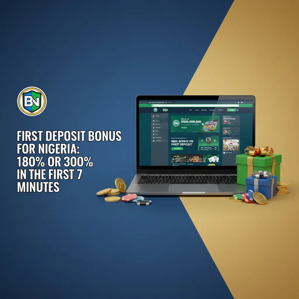 Nigeria first deposit bonus: 180% standard, 300% if funded within 7 minutes of signup. Casino and sports eligible.
