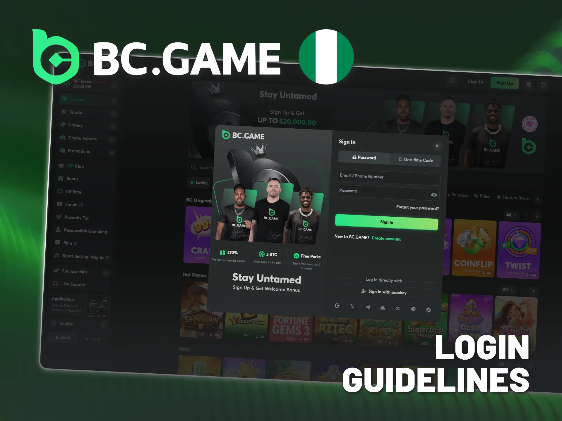 Follow the simple steps to complete your BC Game login.