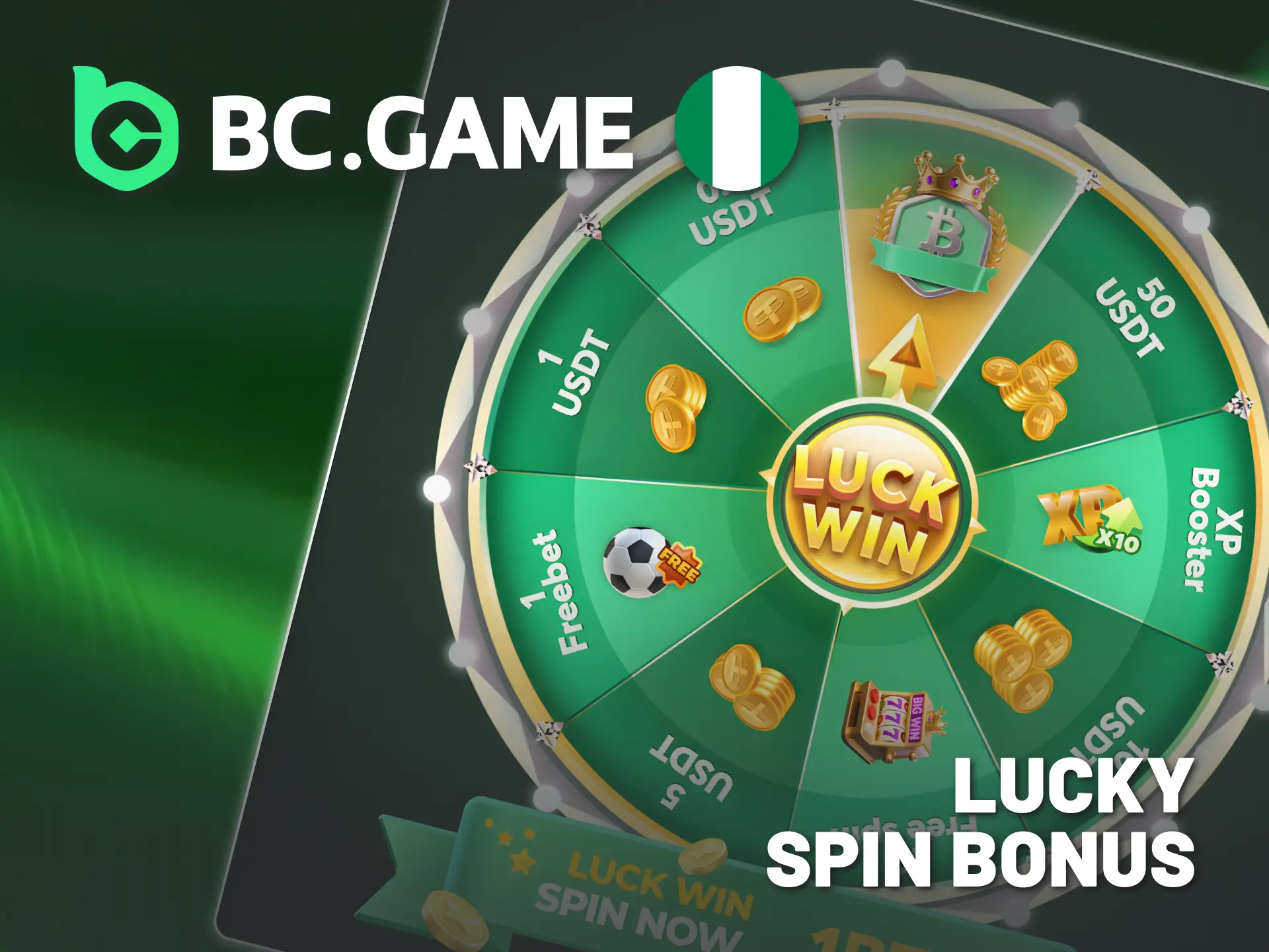 Reach BC Game Nigeria VIP status to unlock Lucky Spins.