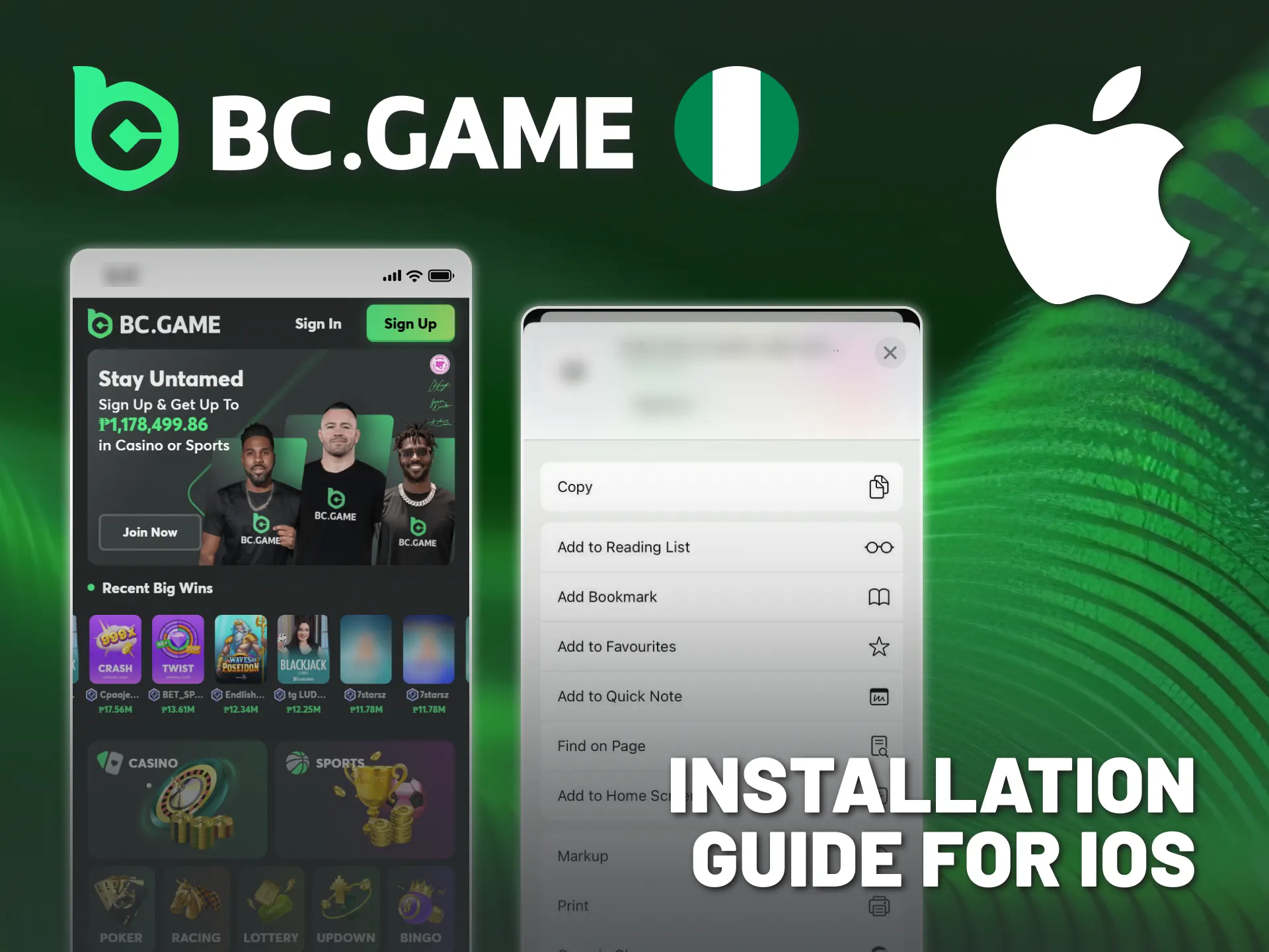 Install the BC Game iOS app to your Apple device.