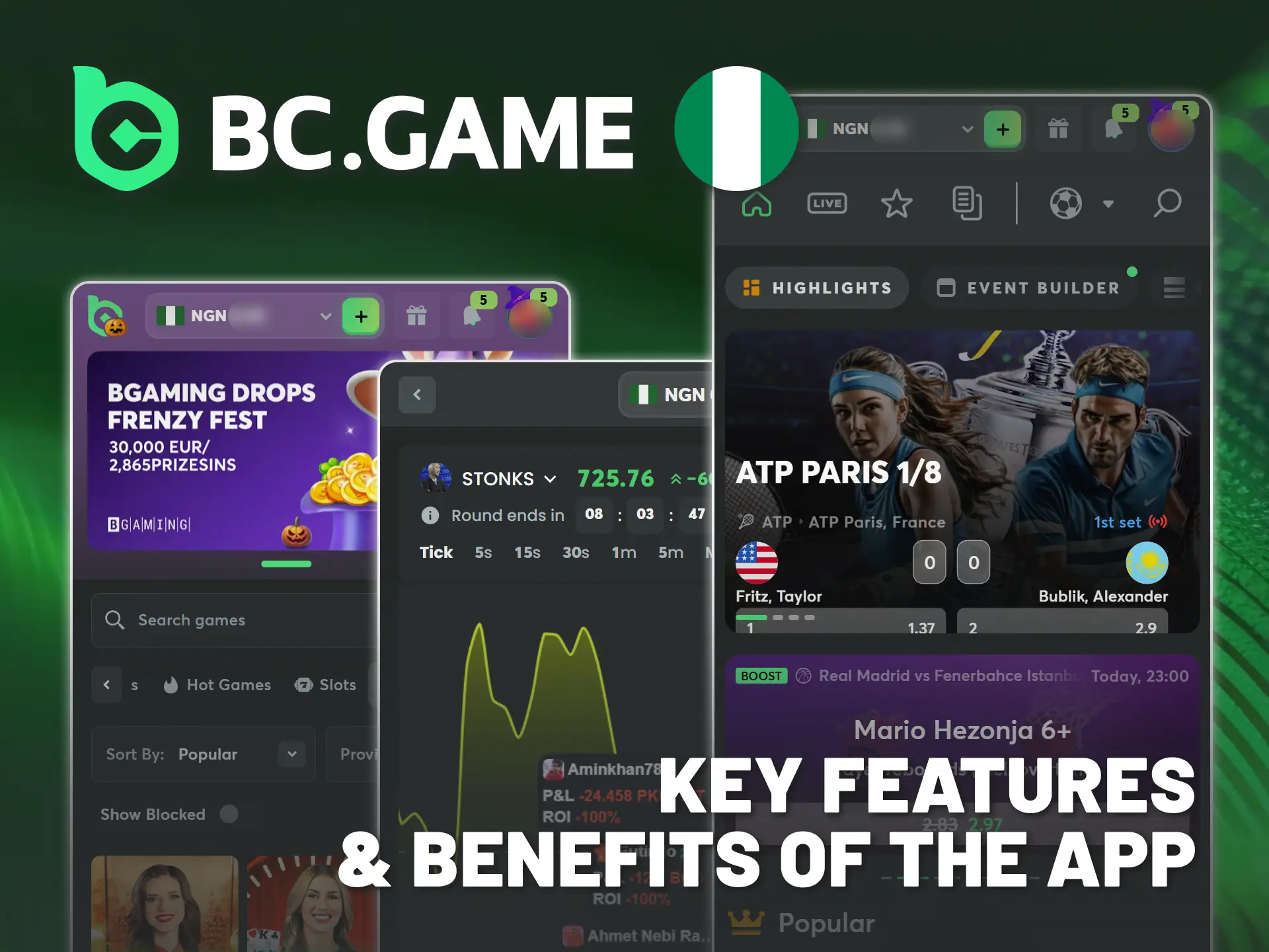 Enjoy key features of BC Game Nigeria official iOS app.