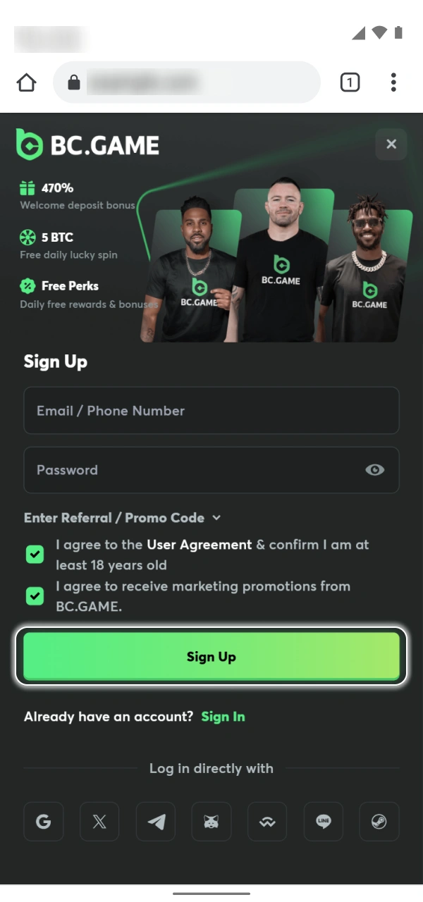 Finish Nigeria registration then explore BC Game's exciting features.