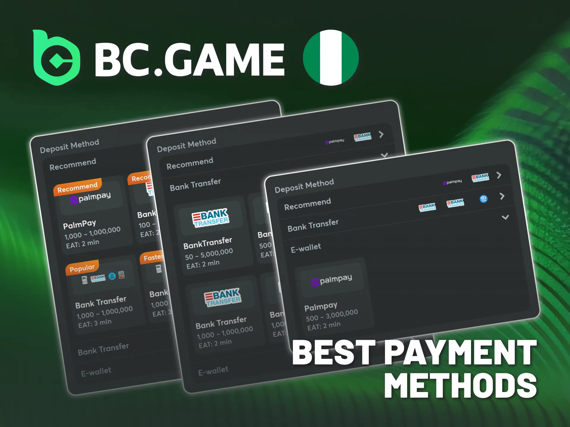 Use various payment methods on BC Game Nigeria official website.