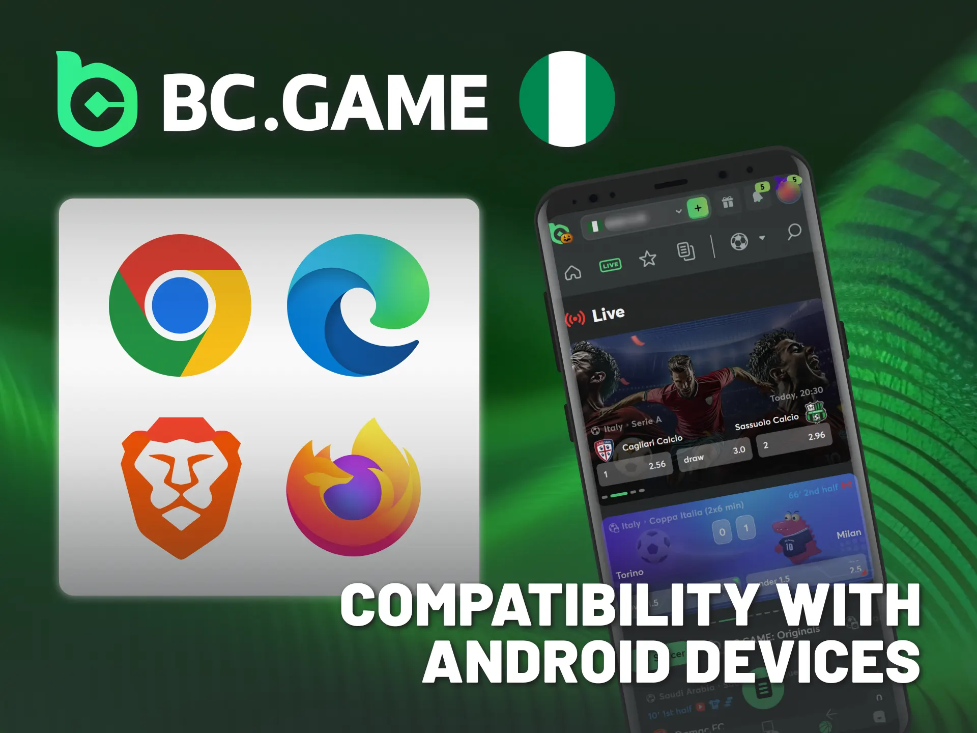 The BC Game app is compatible with many Android smartphones.