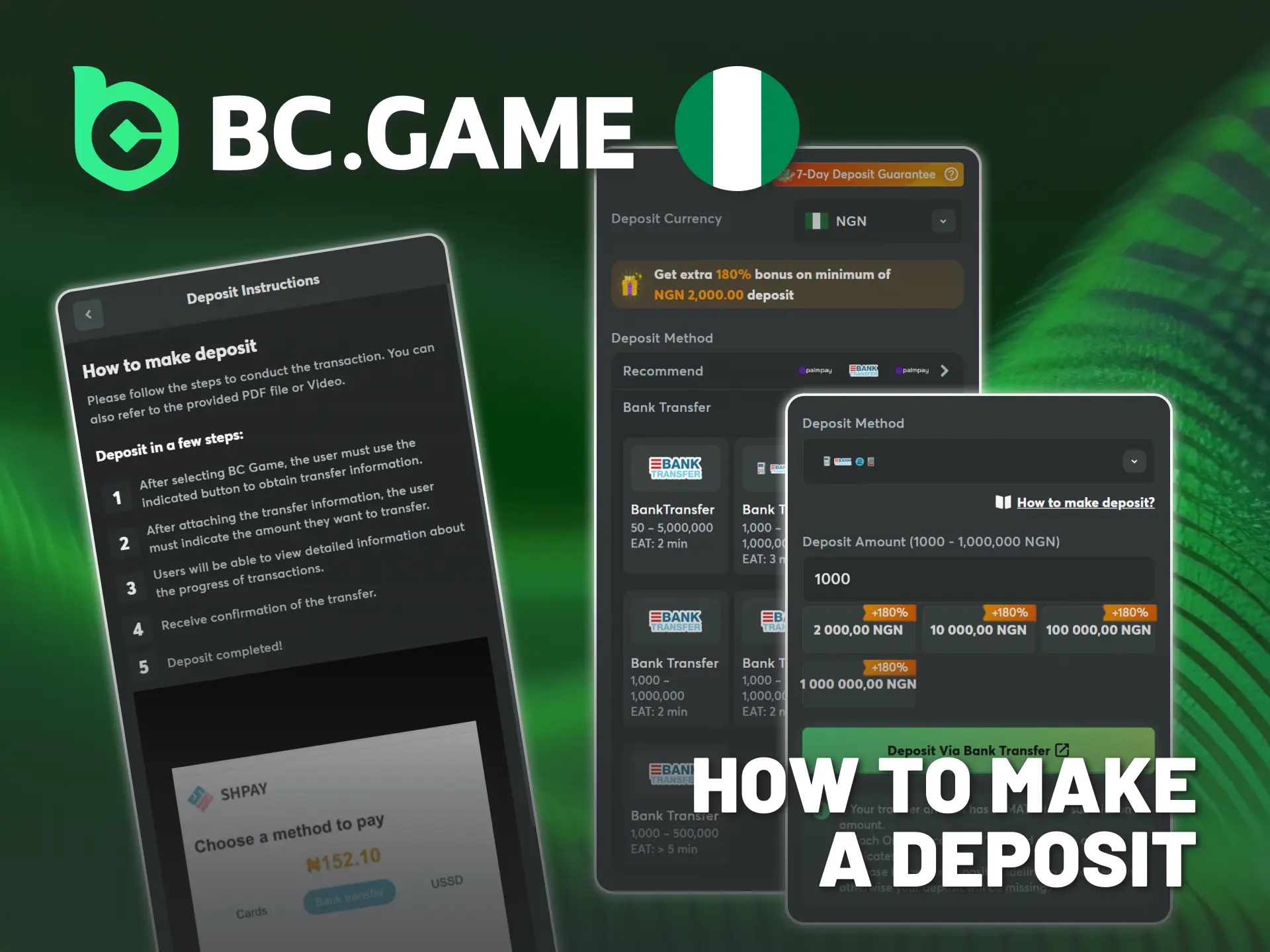Deposit on BC Game Nigeria app using your preferred method.