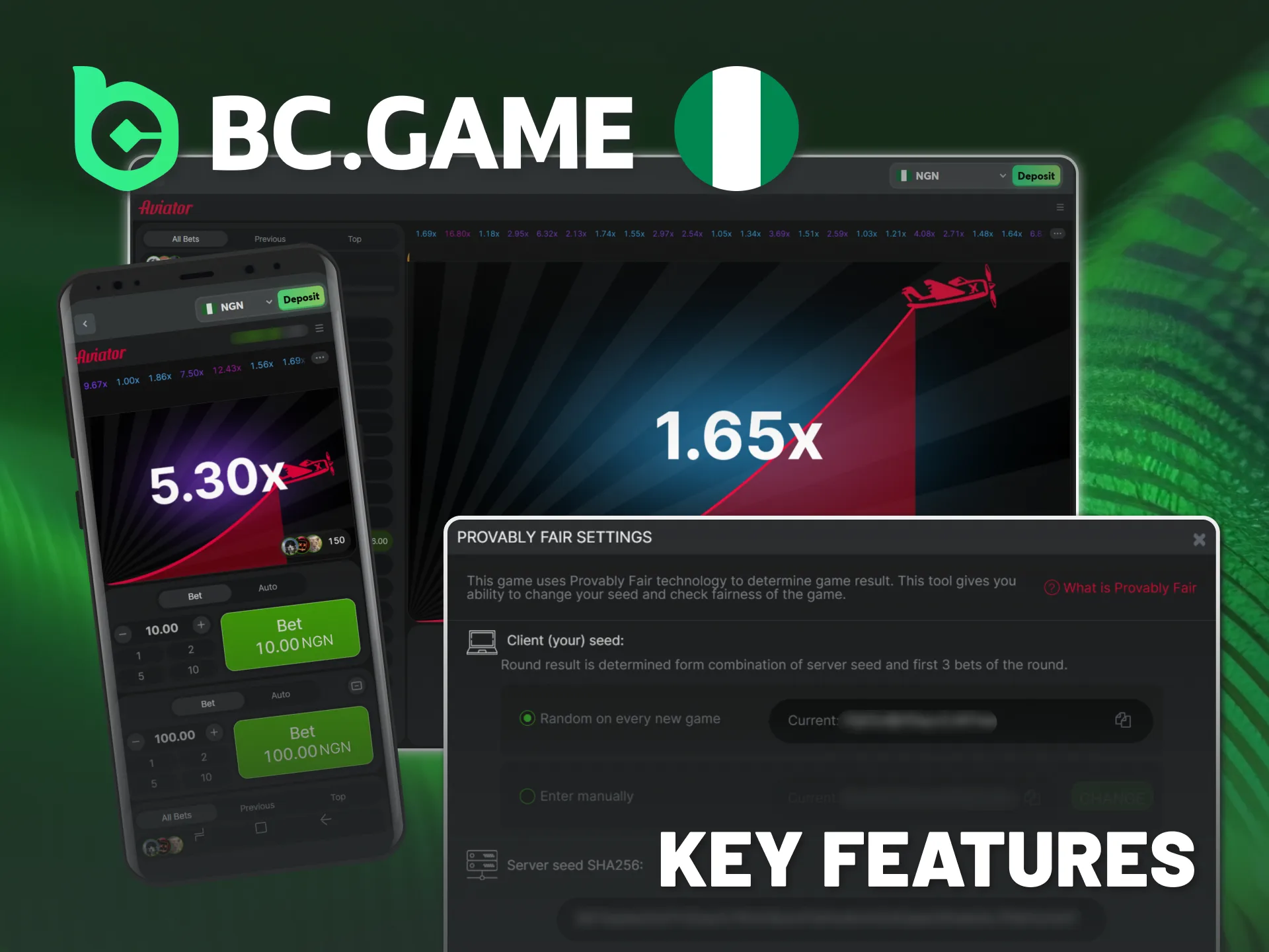 Find out about Aviator official game features at BC Game.