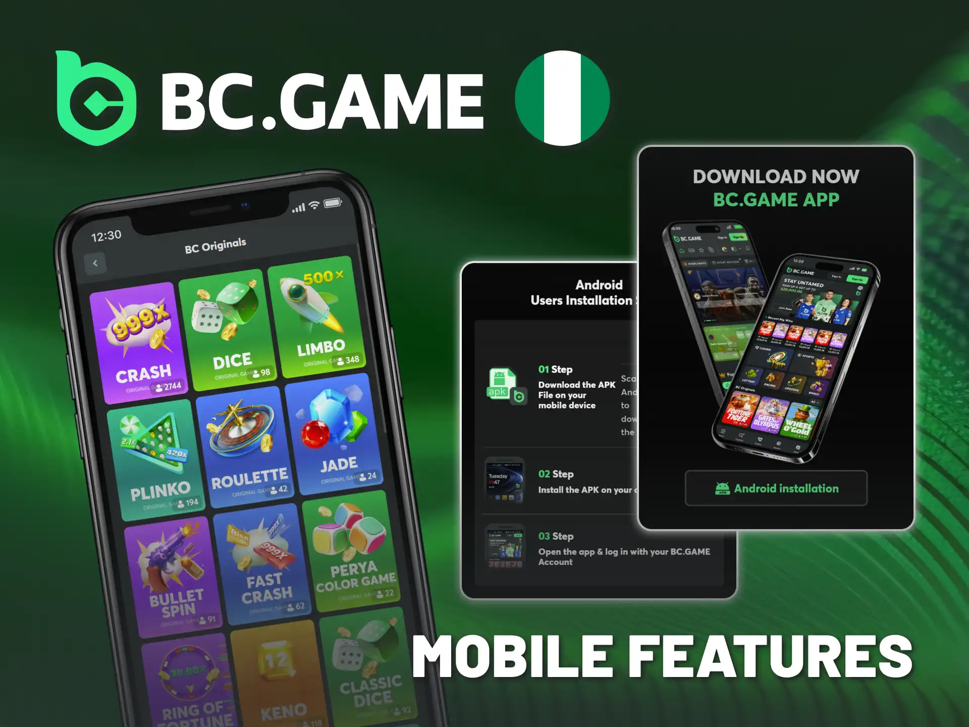 Explore BC Game's mobile features to enjoy playing BC Originals.