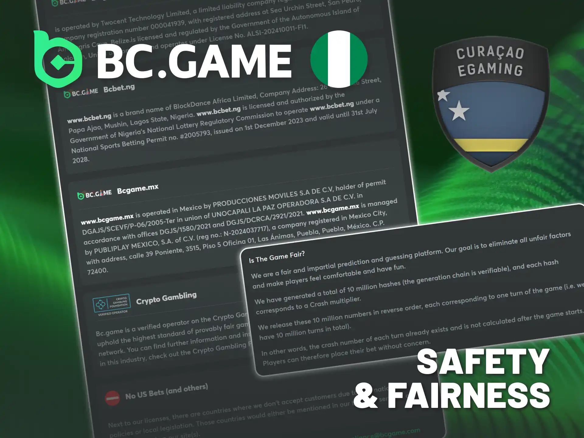 Verify BC Game Nigeria fairness during BC Originals gaming sessions.
