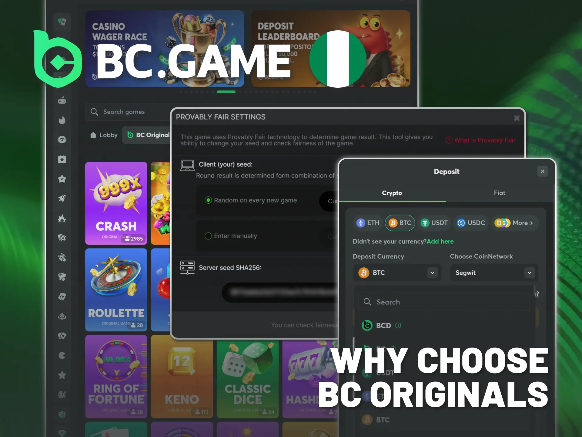 Choose BC Game Casino to play BC Originals in Nigeria.