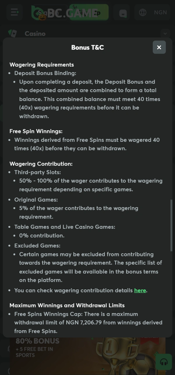 Meet the wagering requirements of your BC Game casino bonus.