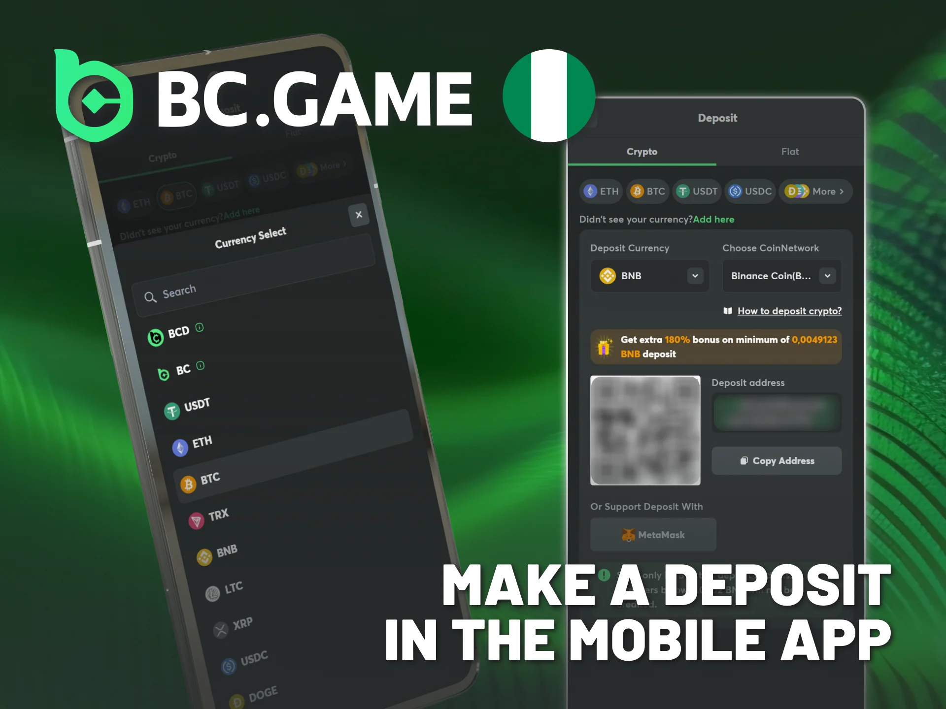 Learn how to deposit on BC Game Nigeria official app.