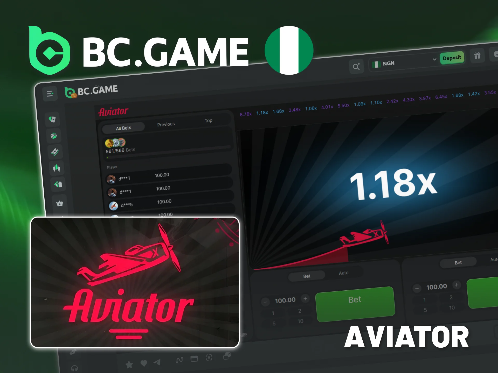 Play the original crash game Aviator online on BC Game.