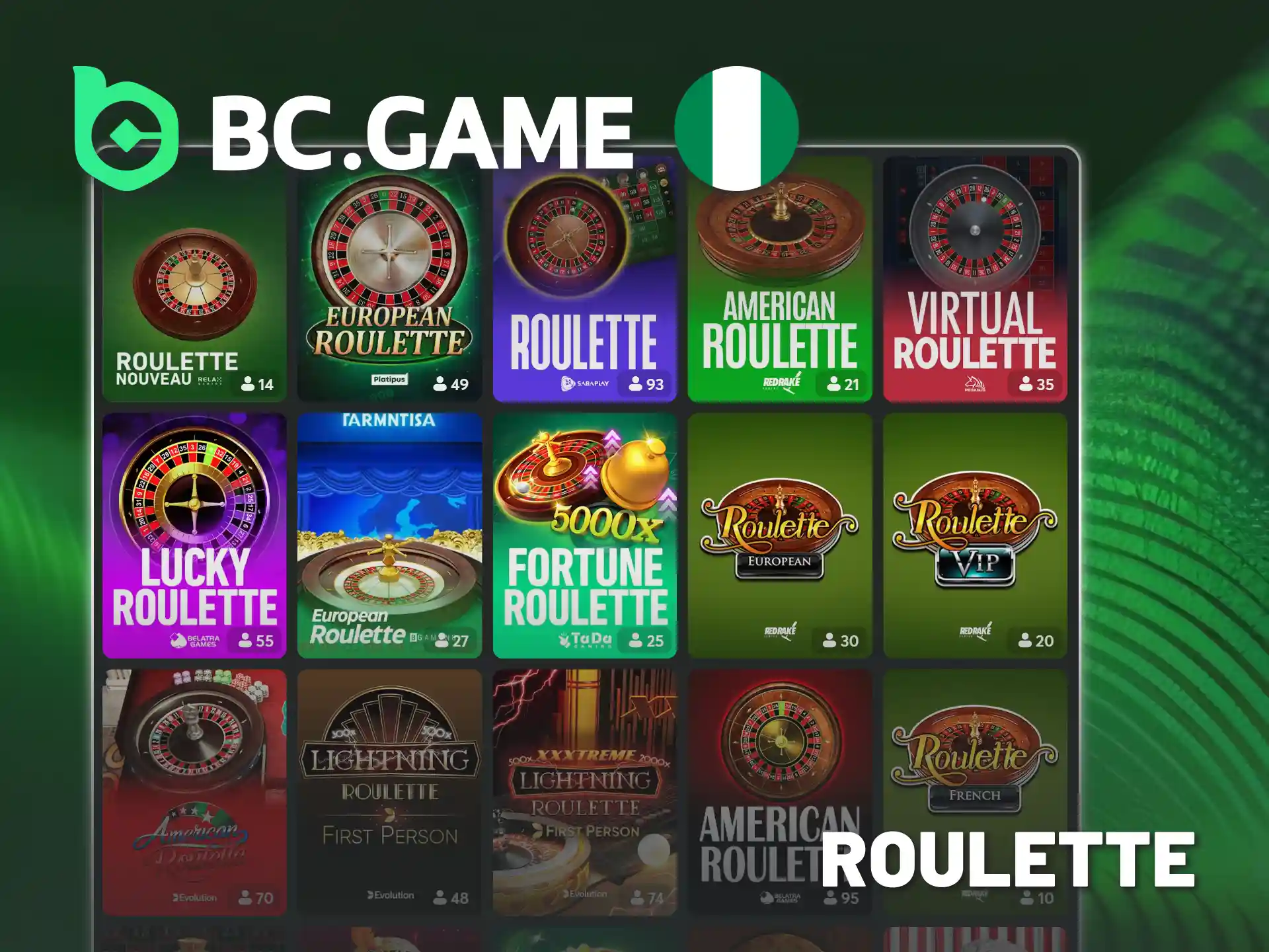 Place bets on roulette games on BC Game official website.