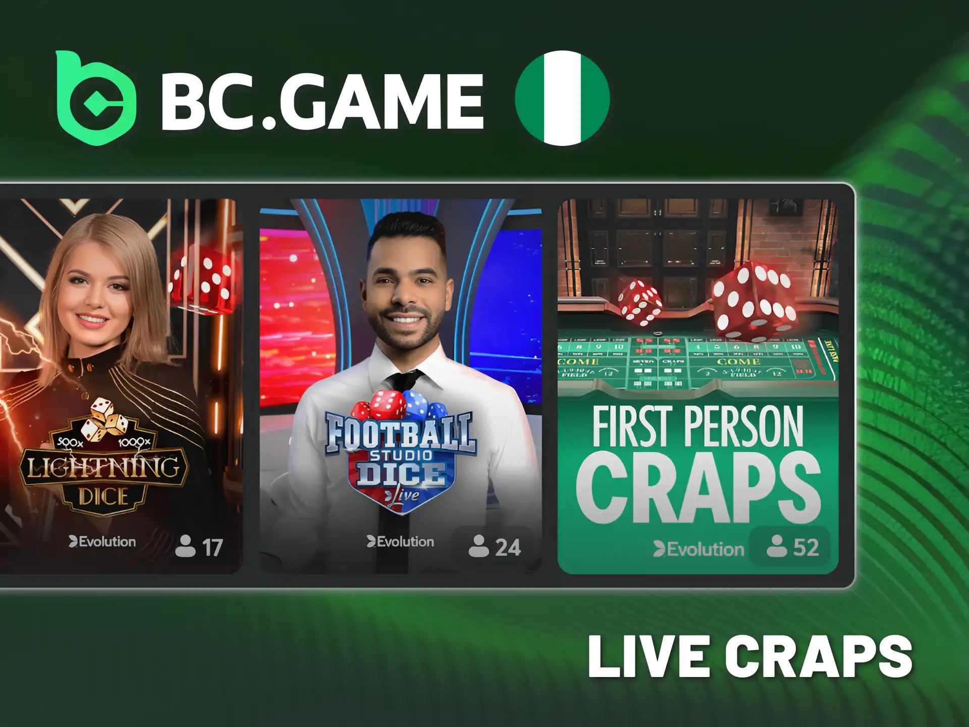 Bet on live craps on the BC Game online casino.