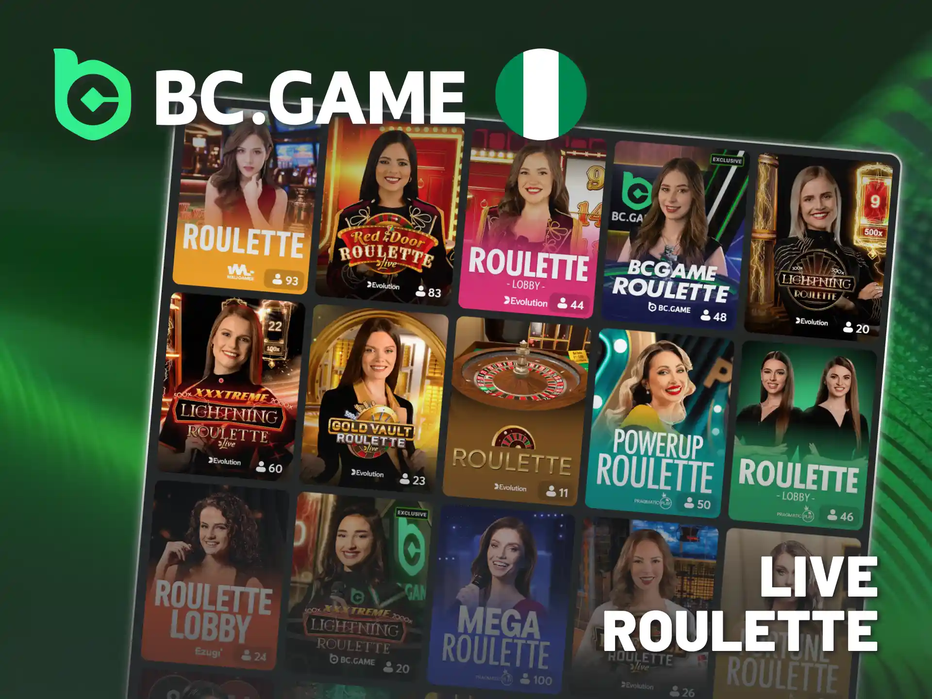 Bet on BC Game Nigeria live roulette to win.