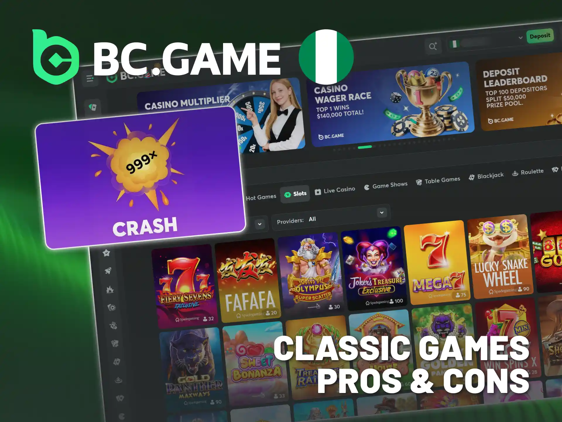 Compare classic games with Crash at BC Game Nigeria official.