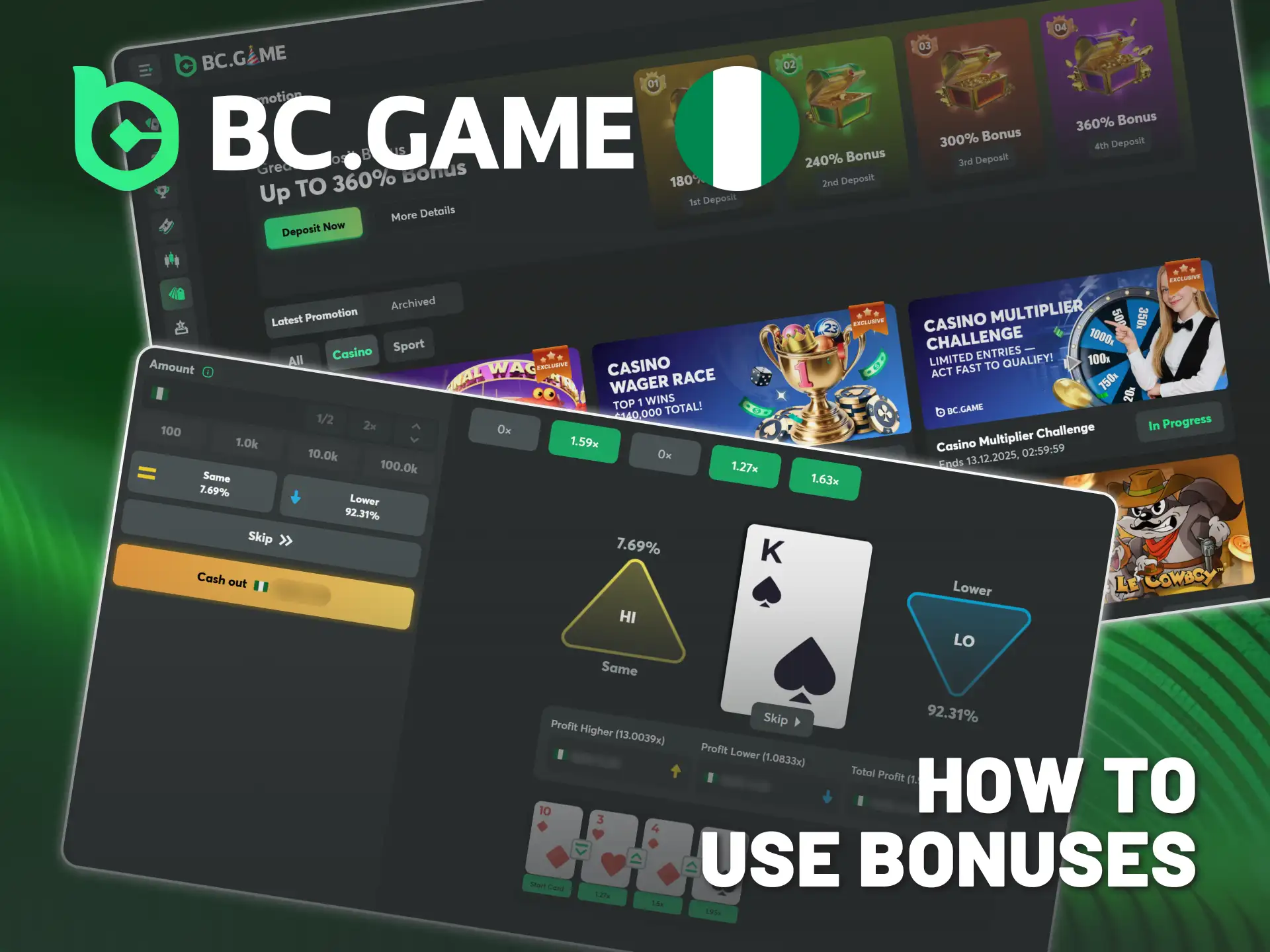 Use bonuses effectively for Hilo at BC Game Nigeria casino.