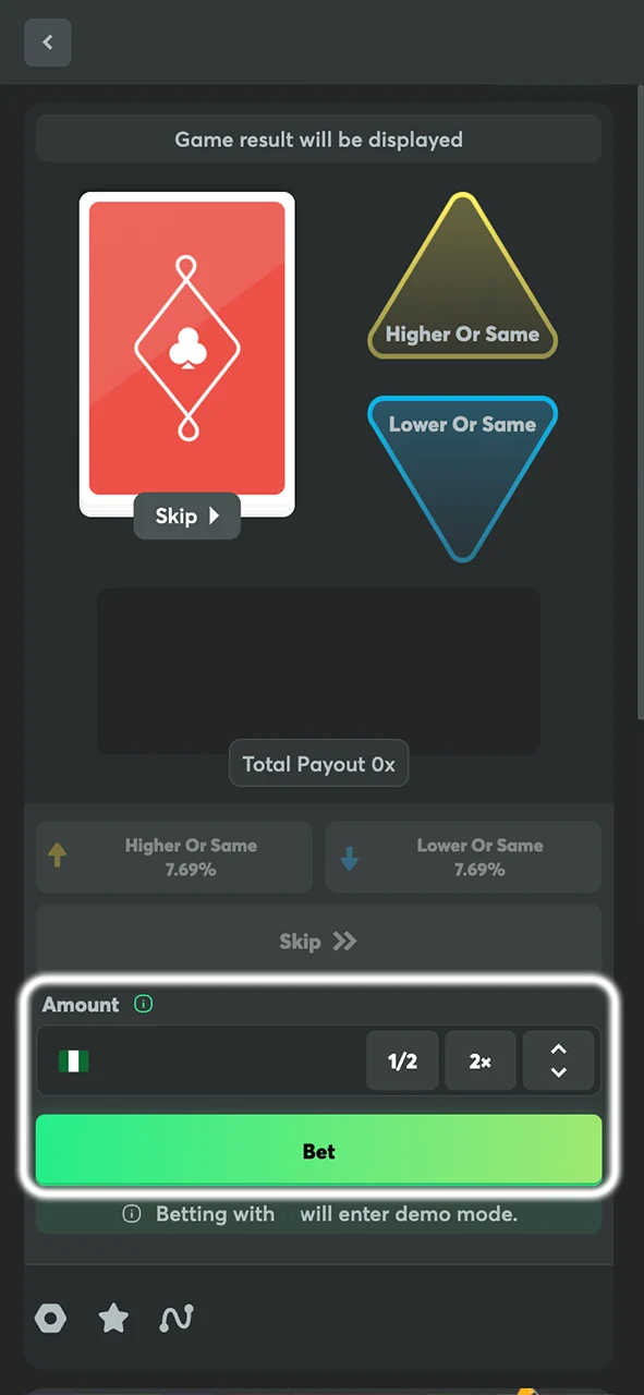 Try again after an incorrect prediction to win big in Hilo at BC Game.
