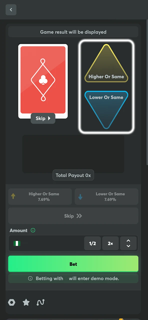 Make your prediction to win in the exciting Hilo game at BC Game.