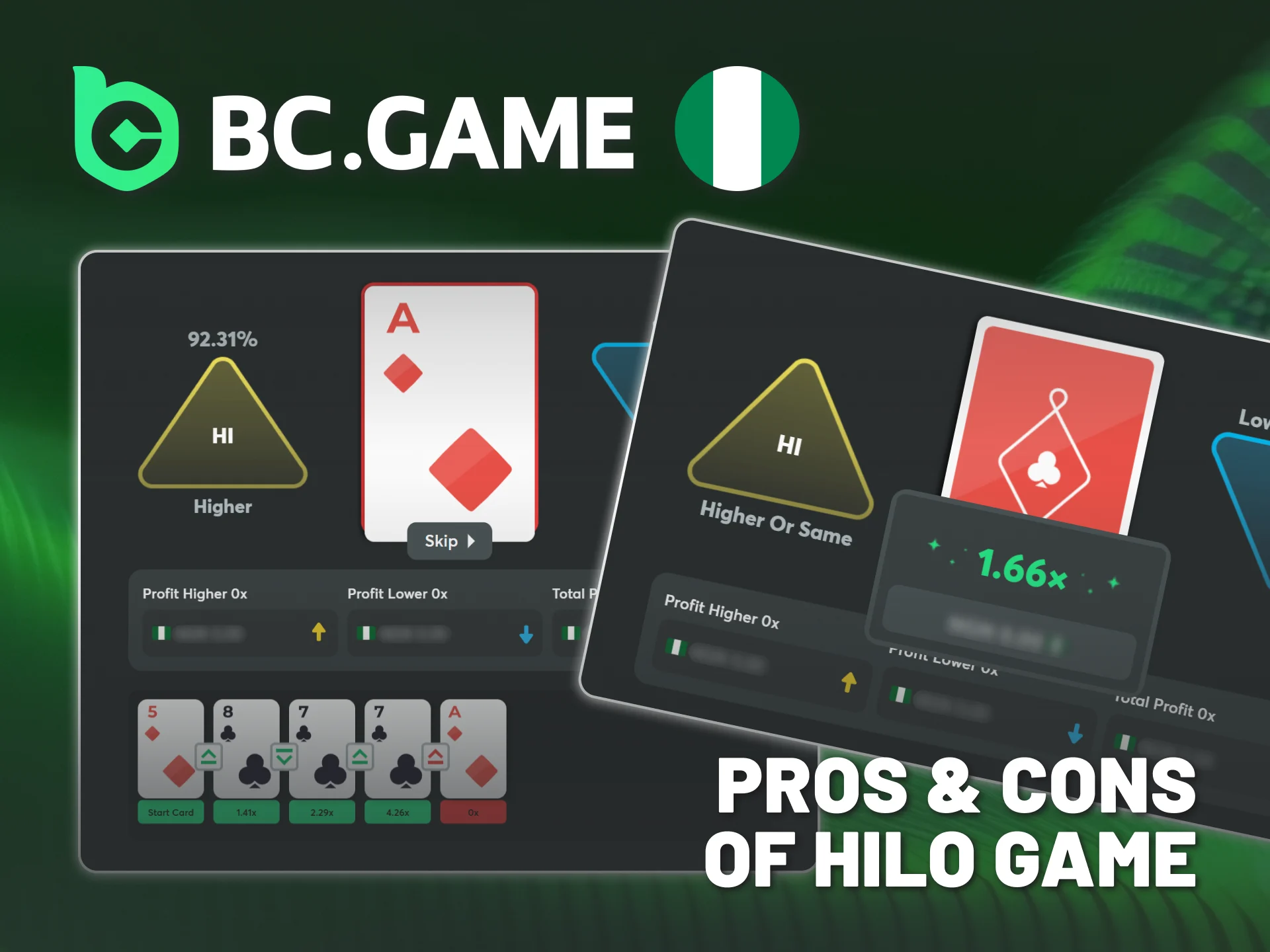 Analyse pros and cons of BC Game Nigeria original Hilo.