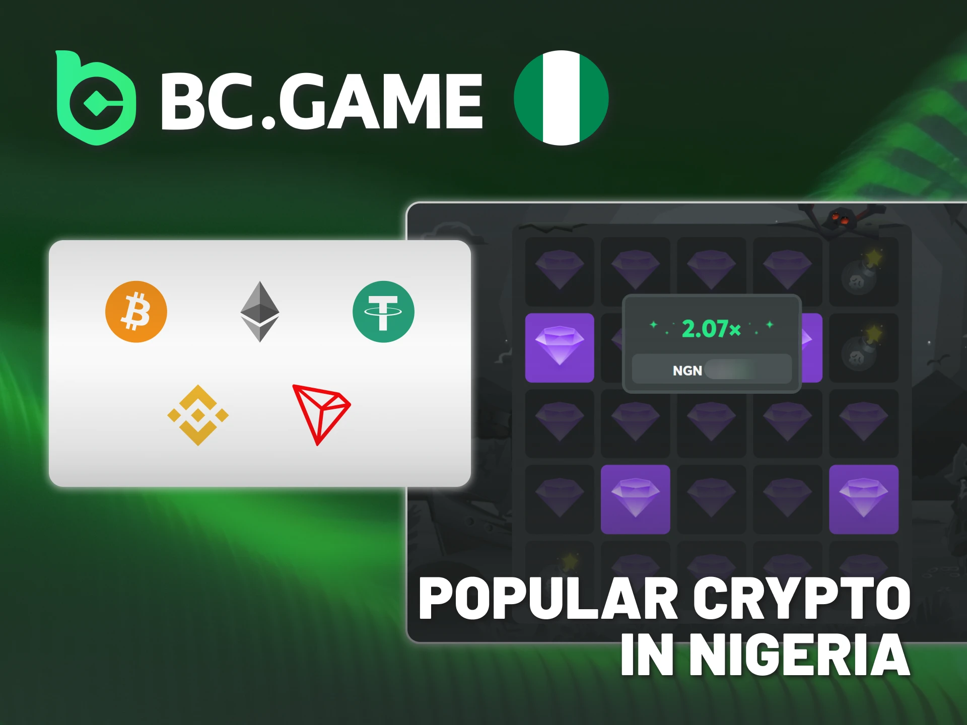 Explore popular Nigerian crypto payments for BC Game's Mines.