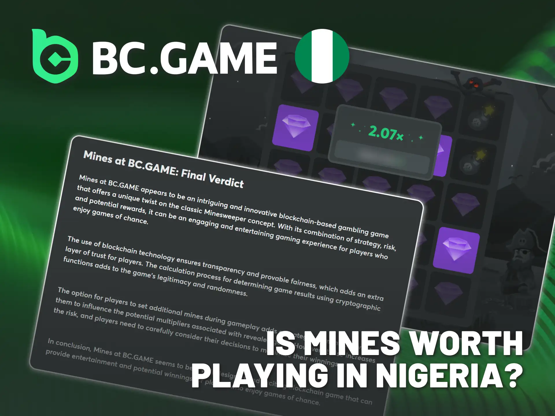 Choose BC Game original Mines for crypto gaming in Nigeria.