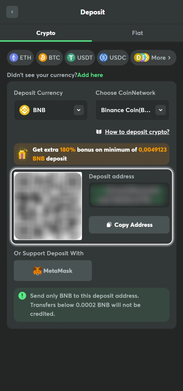 Scan the QR code for BC Game Nigeria deposit address.