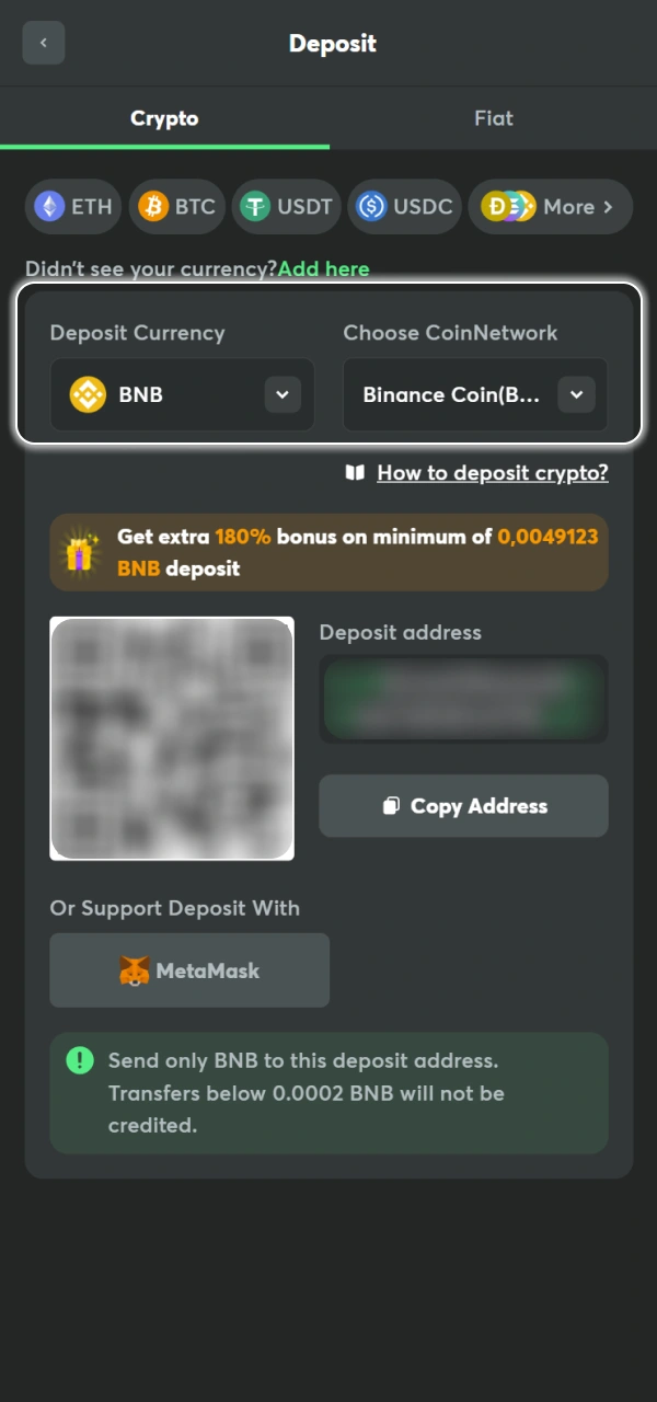 Choose your preferred deposit option with BC Game Nigeria official.