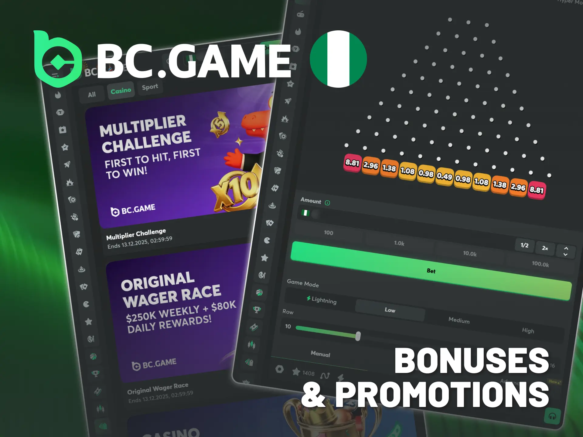 Leverage BC Game Nigeria promotions to extend Plinko playtime.
