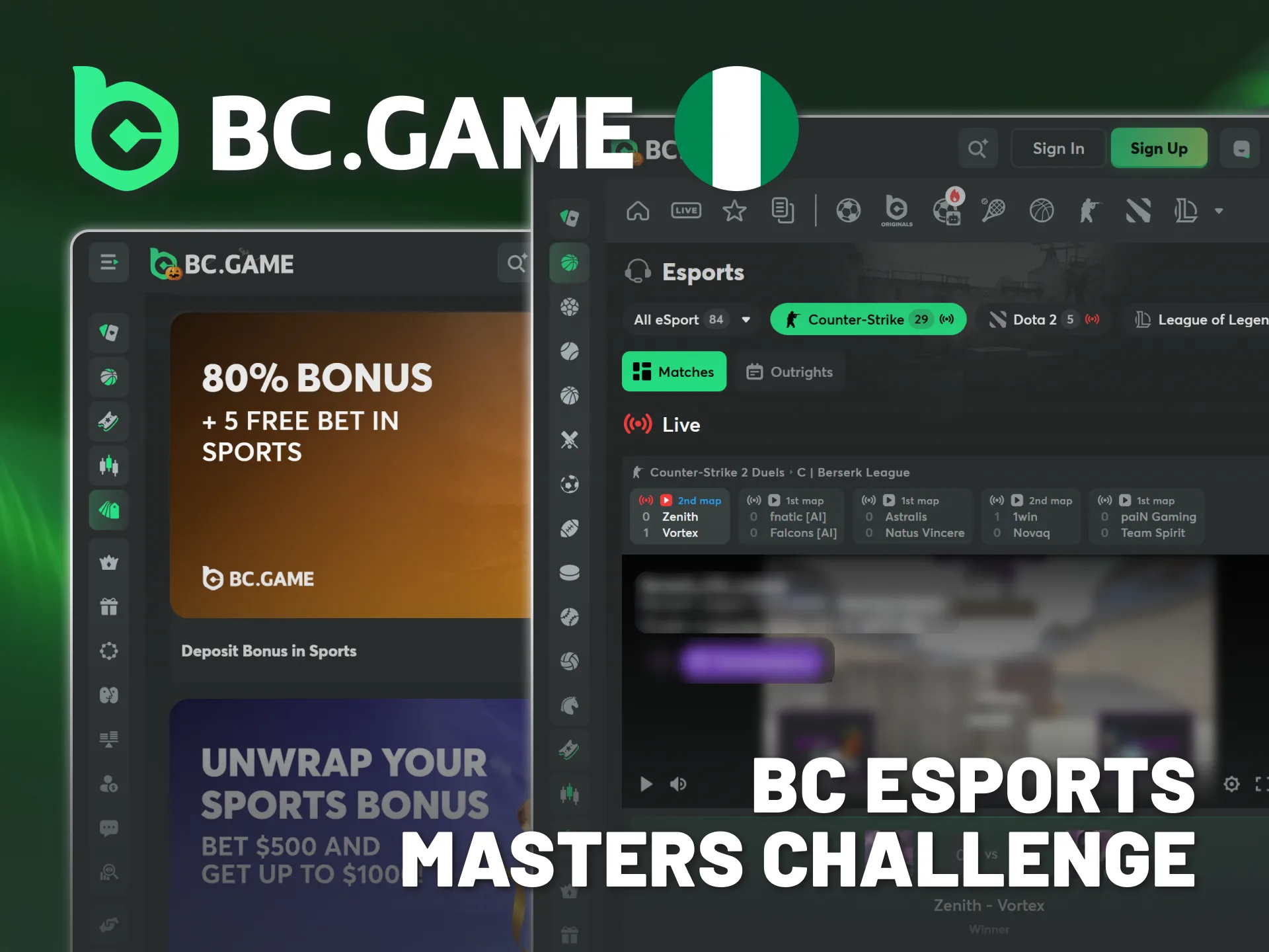 Join BC Game Nigeria Esports Challenge to win freebets.