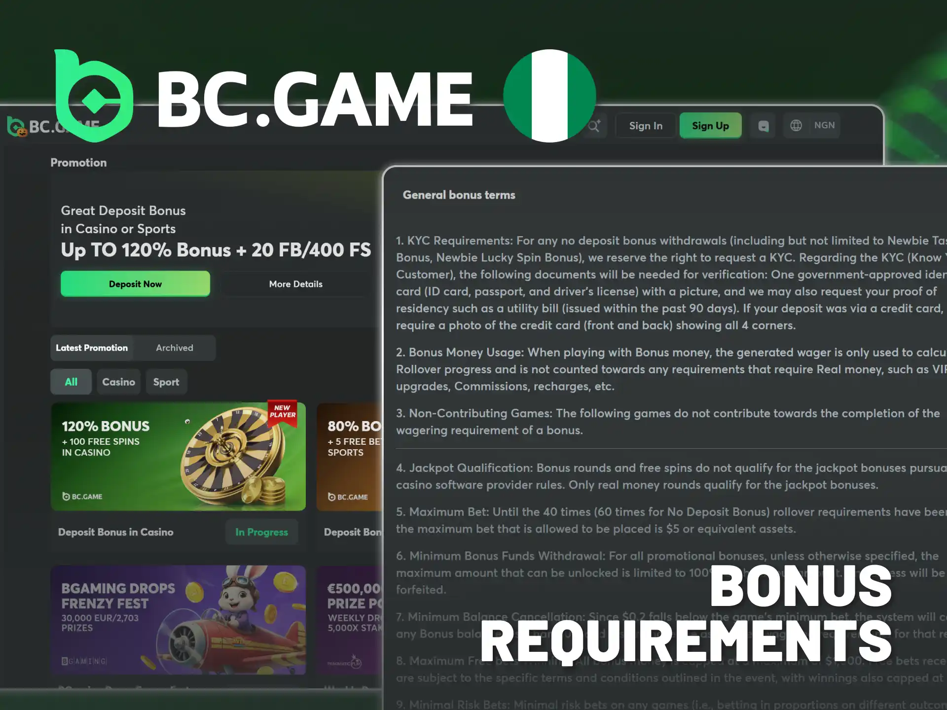 Follow promo code requirements to get bonuses at BC Game.