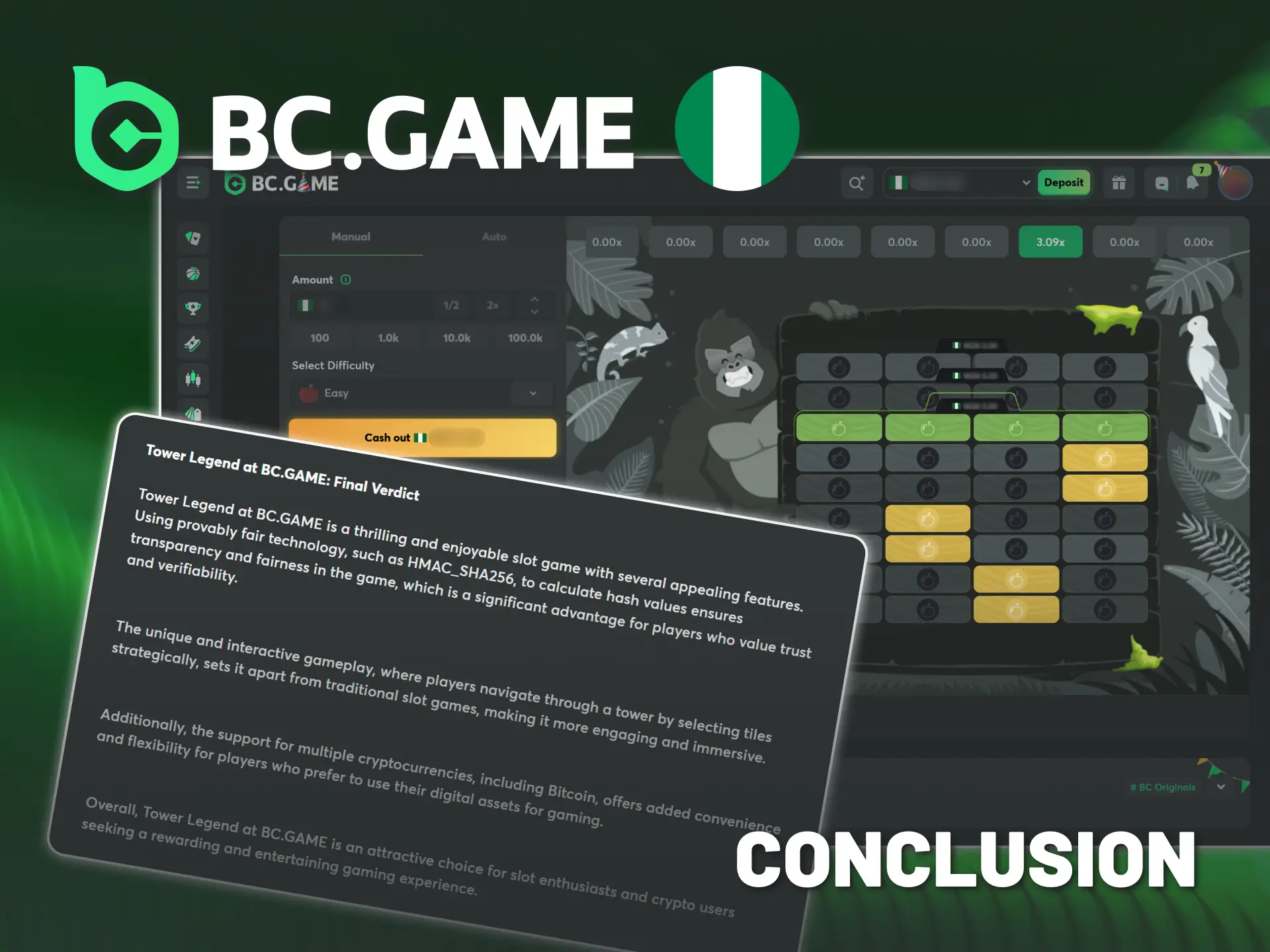 Don't hesitate to play Tower Legend at BC Game Nigeria.