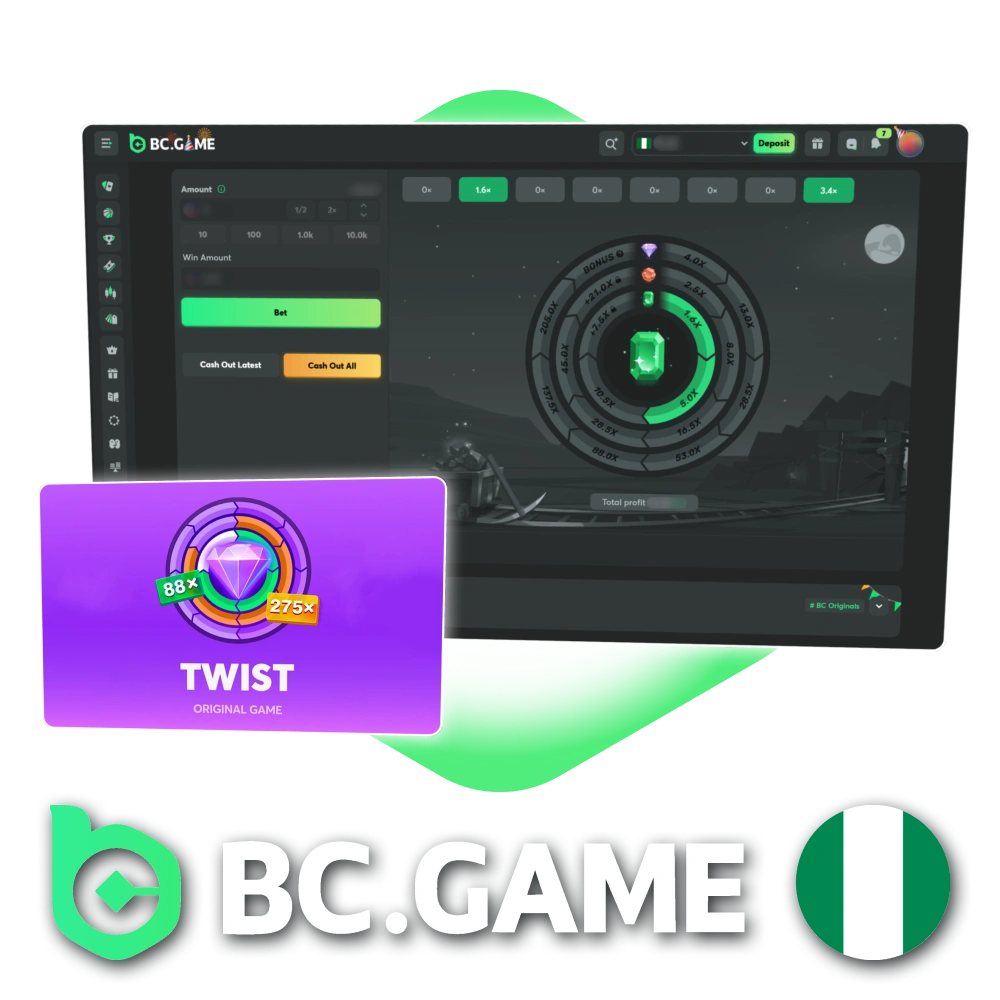 Discover original Twist crypto casino game at BC Game Nigeria.
