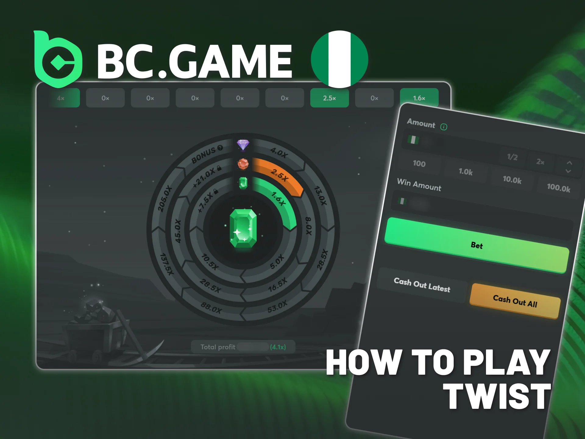 Play BC Game Nigeria Twist on desktop or mobile platforms.