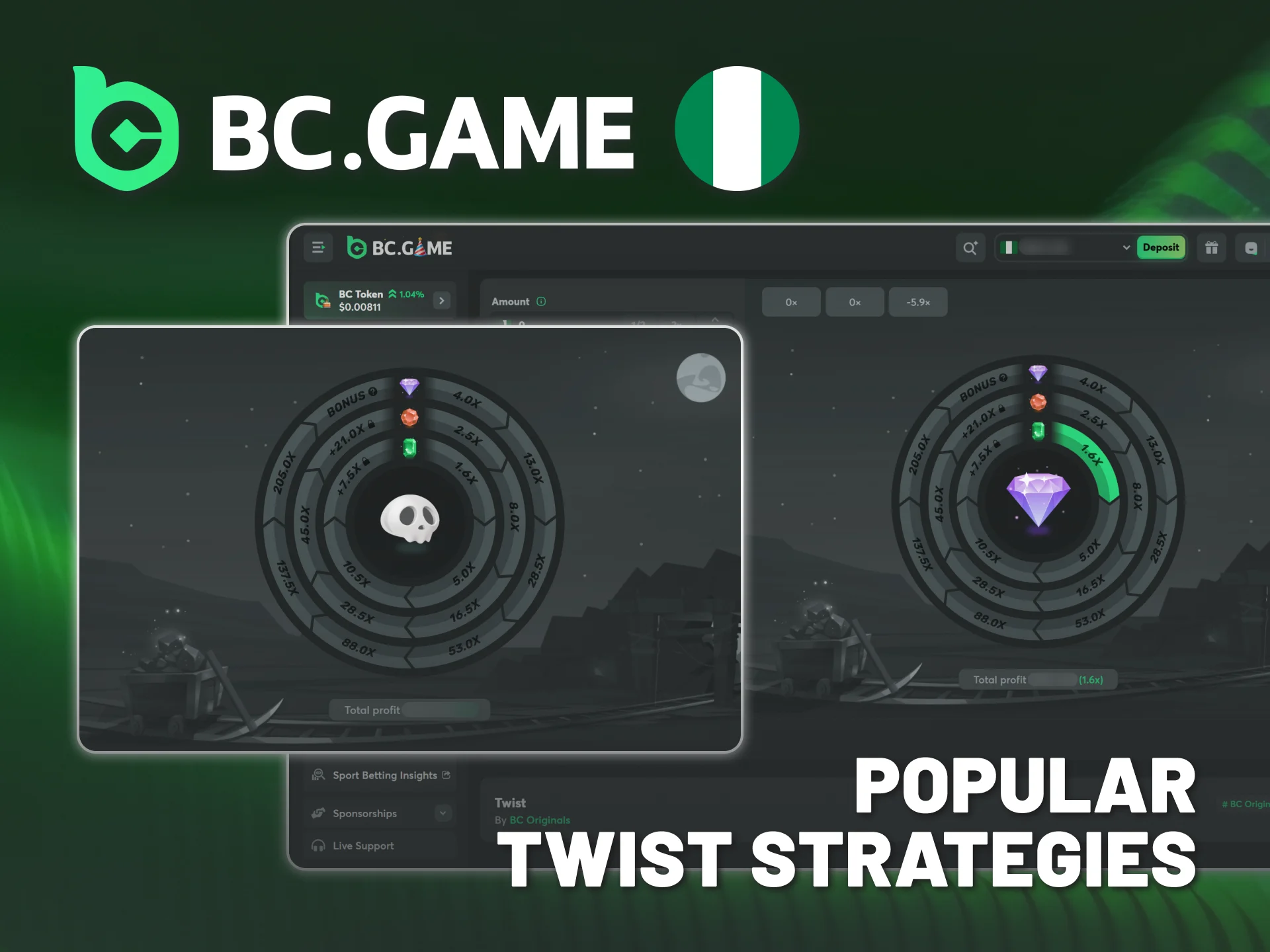 Stick to popular Twist winning strategies at BC Game Nigeria.