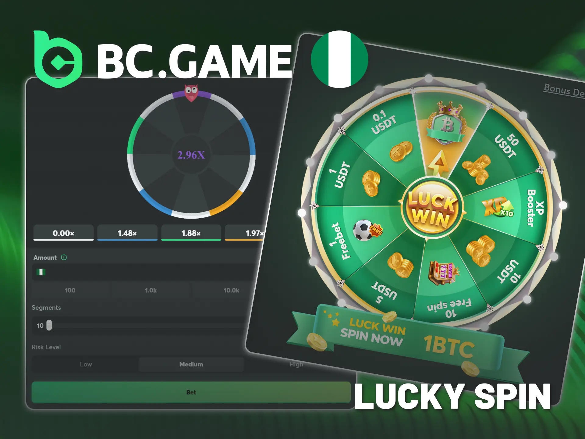Benefit from free daily lucky spin for BC Game Wheel.