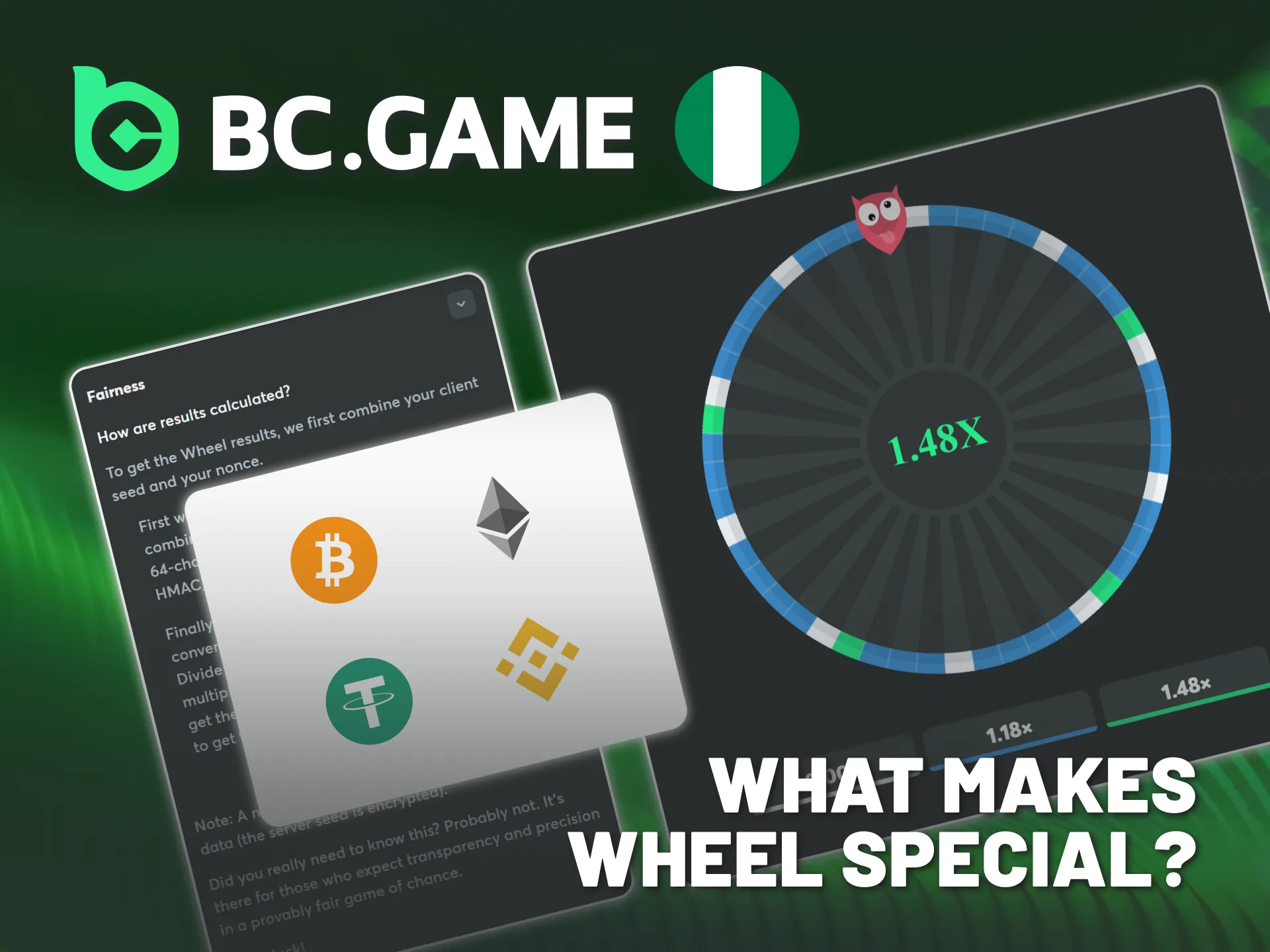 Start playing a special game Wheel on BC Game Nigeria.