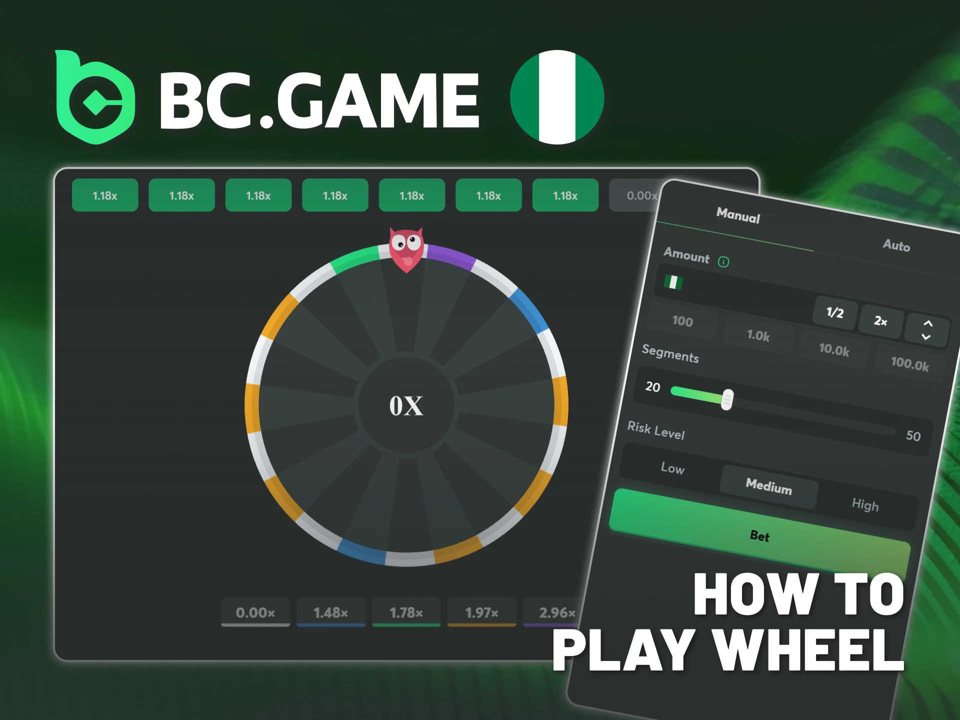 Learn how to play original Wheel on BC Game Nigeria.