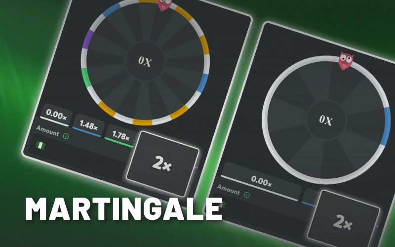 Double BC Game Wheel bet after loss with Martingale strategy.