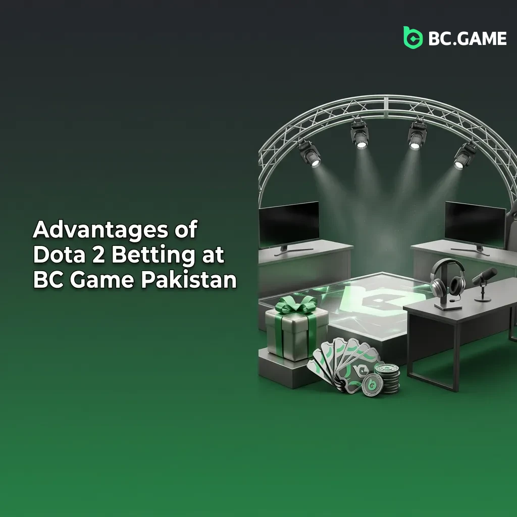 BC Game Pakistan Dota 2 betting platform showing welcome bonus, local payment options, and live wagering features