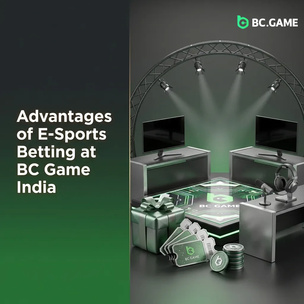 BC Game India esports betting platform showing welcome bonuses, payment methods, and mobile app features for Indian players
