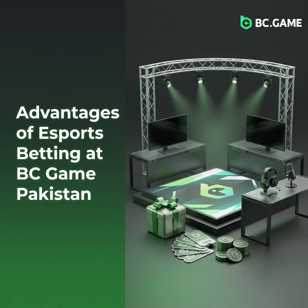 BC Game Pakistan esports betting platform showing welcome bonus, local payment options, and mobile app features for users