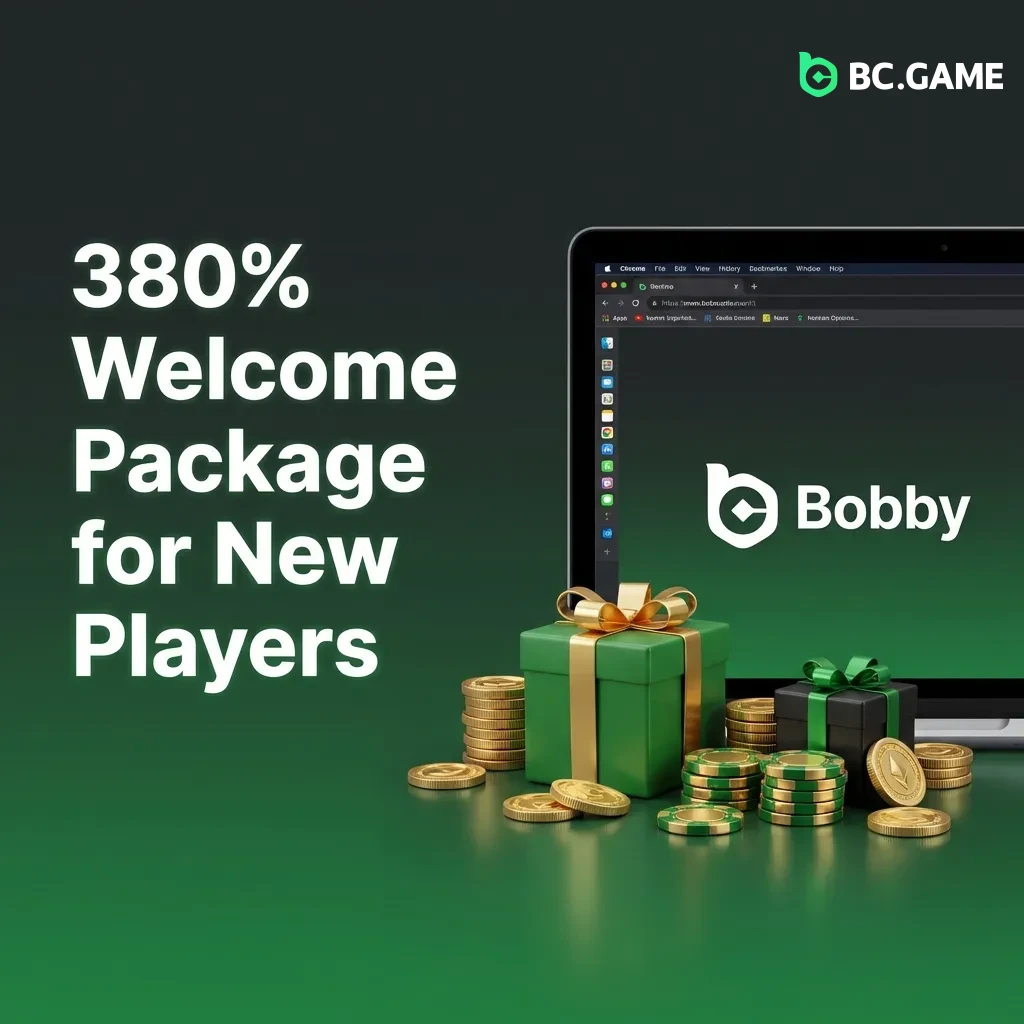 BC Game 380% welcome bonus offer showing up to BDT 2,441,233 plus free bets for new players' first deposit