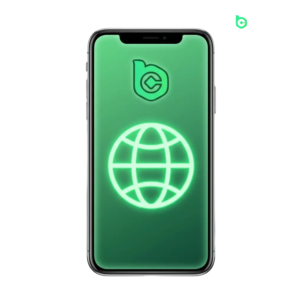BC Game mobile app interface showing casino games and sports betting options on smartphone screen