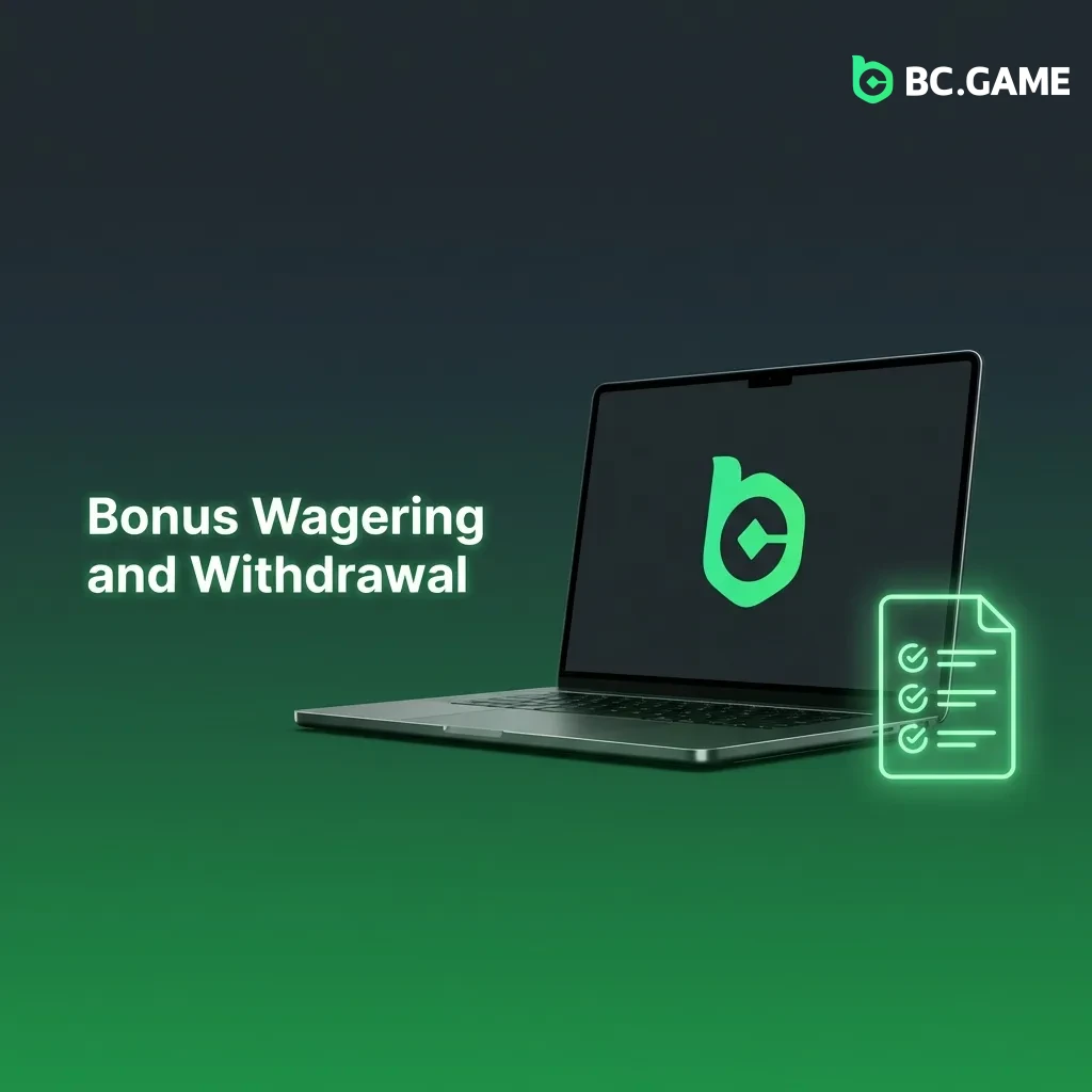 Casino bonus wagering requirements illustration showing separate bonus and real money accounts with withdrawal process