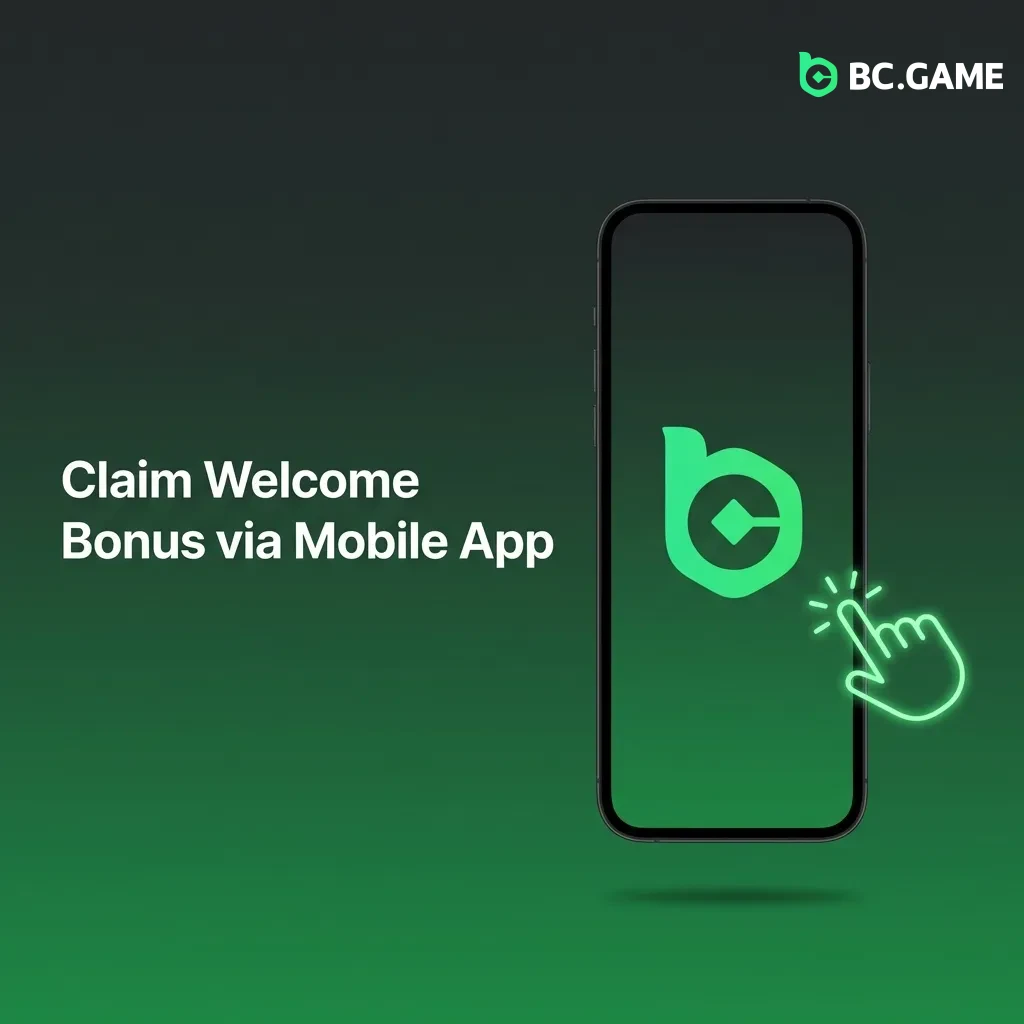 BC Game mobile app download screen showing welcome bonus activation process on smartphone