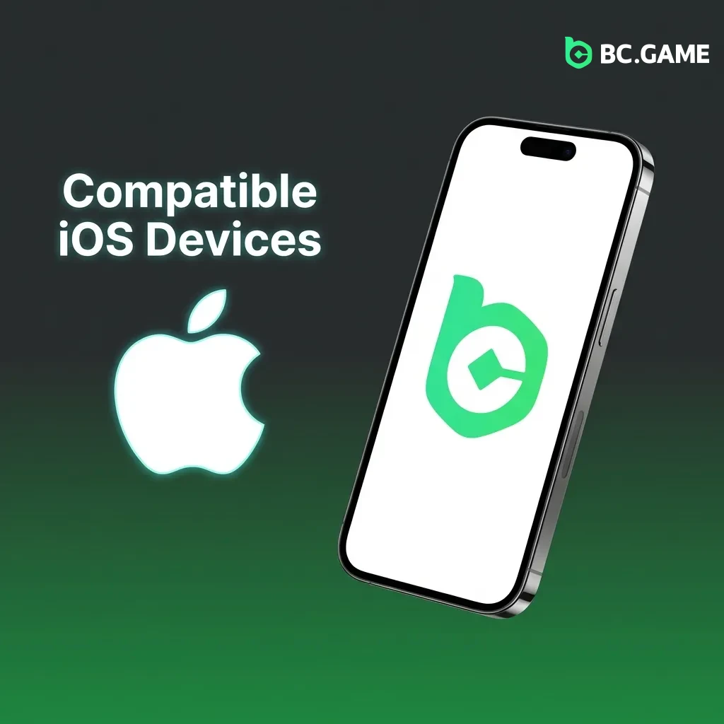 List of compatible iOS devices including iPhone X through 15 series and recent iPad Pro, Air, and Mini models