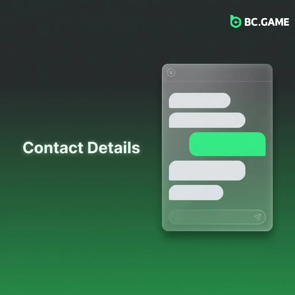 BC Game customer support options including live chat, email, Telegram, and social media for 24/7 assistance