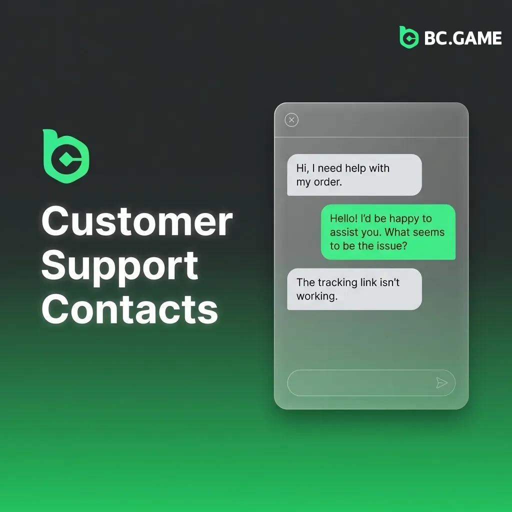 BC Game customer support options including live chat, email, Telegram, WhatsApp, and help center for 24/7 assistance.